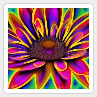 Psychedelic Neon Sunflower Sticker